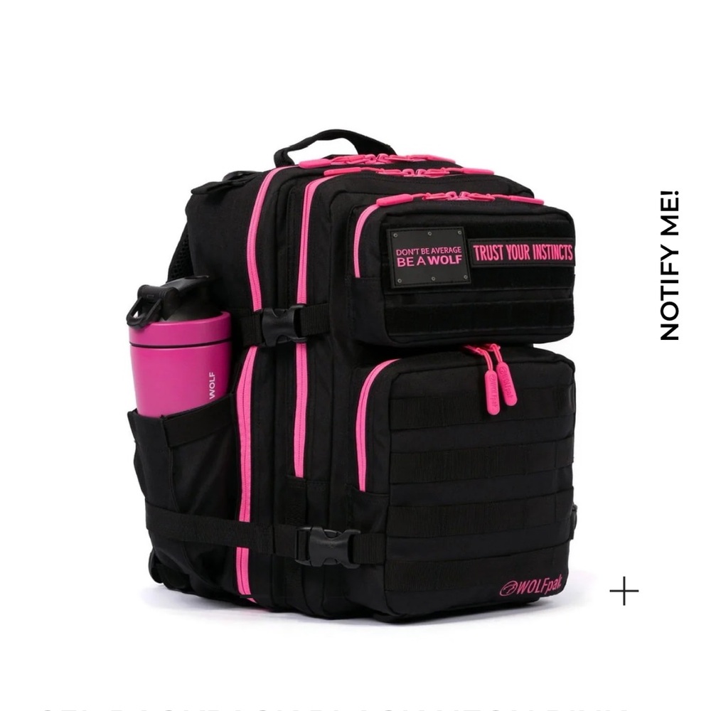 WOLF Black and Pink Women's Backpack